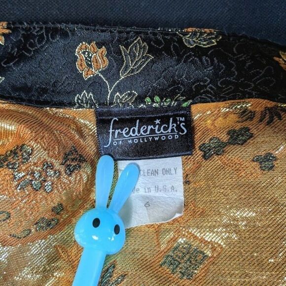 Vintage Frederick's of Hollywood Cheongsam Jacket Floral Brocade Metallic 6 - Picture 9 of 12